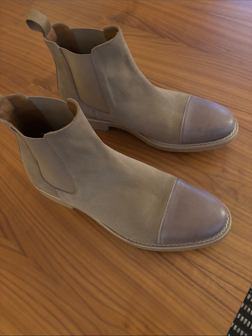 Men's Taft Suede Chelsea Boots in Tan with Leather Cap Toe, The Outback Boot in